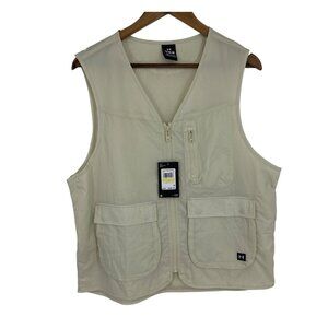 Under Armour Mens UA Legacy Crinkle Vest Beige M Loose Fit Lightweight
